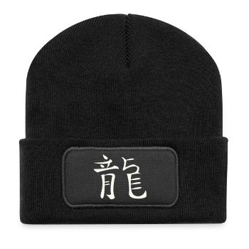Drache Chinesisch - Recycelte Patch Beanie - Schwarz - Vorne