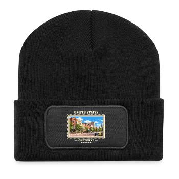 Vereinigte Staaten Cheyenne Vintage Reisemarke - Recycelte Patch Beanie - Schwarz - Vorne