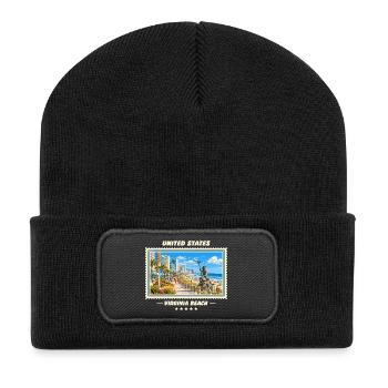 Vereinigte Staaten Virginia Beach Vintage Marke - Recycelte Patch Beanie - Schwarz - Vorne