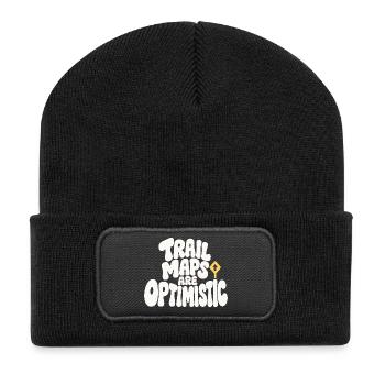Wanderhumor – Trail Maps Are Optimistic - Recycelte Patch Beanie - Schwarz - Vorne