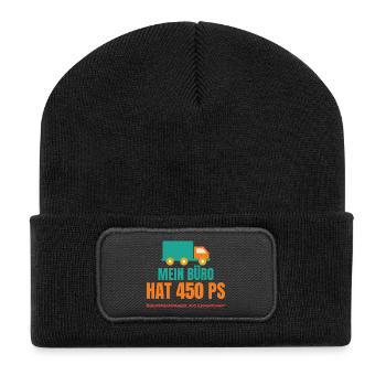 Mein Büro hat 450 PS – LKW-Fahrer Spruch - Recycelte Patch Beanie - Schwarz - Vorne