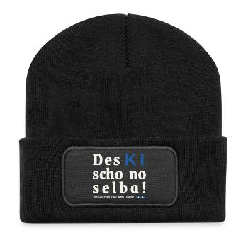 Des KI schon no selba! 100% natürliche Intelligenz - Recycelte Patch Beanie - Schwarz - Vorne