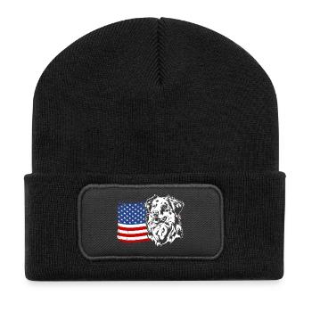 Berger Australien US Amérique Drapeau Chien Wilsigns - Beanie recyclé à patch - noir - Devant
