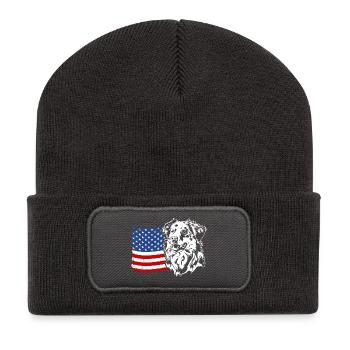 Berger Australien US Amérique Drapeau Chien Wilsigns - Beanie recyclé à patch - charbon - Devant