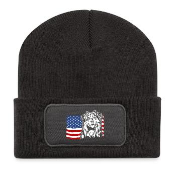 Berger Australien US Amérique Drapeau Chien Wilsigns - Beanie recyclé à patch - charbon - Devant