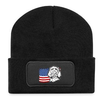 Wirehaired Vizsla US America Flag Dogs Wilsigns - Recycled Patch Beanie - black - Front