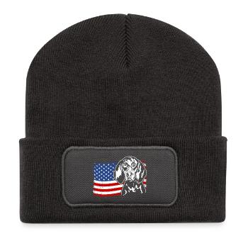 Noir Et Tan Coonhound US America Drapeau Wilsigns - Beanie recyclé à patch - charbon - Devant