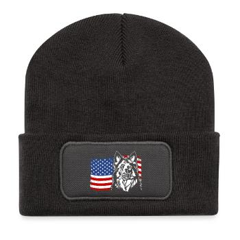 Chodský Pes US Amérique Drapeau Chiens Chien Wilsigns - Beanie recyclé à patch - charbon - Devant