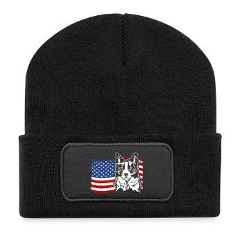 Border Collie US America Flag Dogs Dog Wilsigns - Recycled Patch Beanie - black - Front