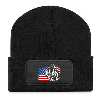 Cane Corso Italiano America Flag Dogs Wilsigns - Recycled Patch Beanie - black - Front