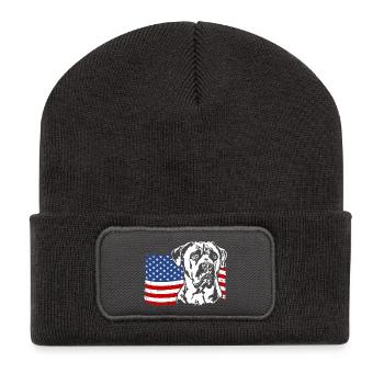 Cane Corso US Amérique Drapeau Chien Chiens Wilsigns - Beanie recyclé à patch - charbon - Devant