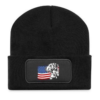 Dalmatians US America Flag Dogs Wilsigns - Recycled Patch Beanie - black - Front
