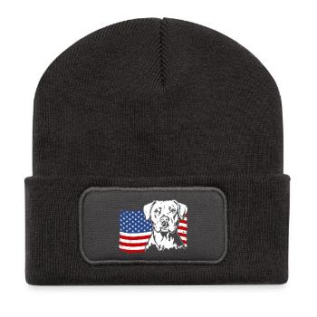 Dogue Argentin US Amérique Drapeau Chiens Wilsigns - Beanie recyclé à patch - charbon - Devant