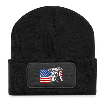 American Staffordshire US Amerika Fahne Wilsigns - Recycelte Patch Beanie - Schwarz - Vorne