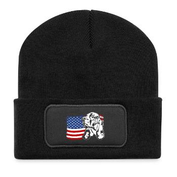 Basset Hound US America Flag Dogs Wilsigns - Recycled Patch Beanie - black - Front