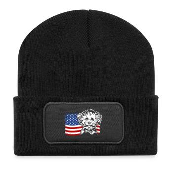 Bichon Frise US America Flag Dogs Dog Wilsigns - Recycled Patch Beanie - black - Front