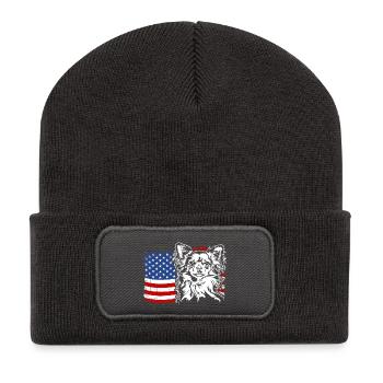 Chihuahua US Amérique Drapeau Chiens Chien Wilsigns - Beanie recyclé à patch - charbon - Devant