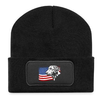 Curly Coated Retriever US America Flag Wilsigns - Recycled Patch Beanie - black - Front