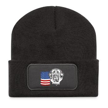 Mastiff anglais US Amérique drapeau chiens Wilsigns - Beanie recyclé à patch - charbon - Devant