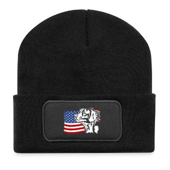 Epagneul Breton US America Flag Dogs Wilsigns - Recycled Patch Beanie - black - Front