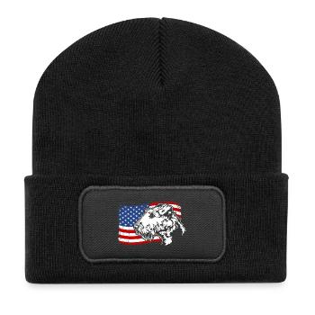 Airedale Terrier US Amerika Fahne Wilsigns - Recycelte Patch Beanie - Schwarz - Vorne