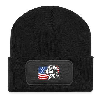 Appenzeller Mountain Dog US America Flag Wilsigns - Recycled Patch Beanie - black - Front
