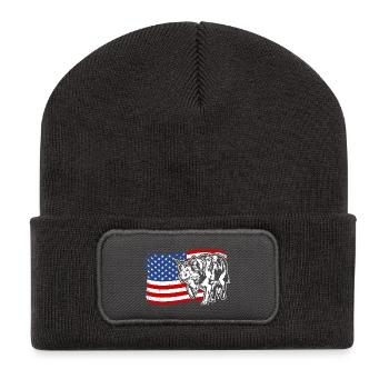 Border Collie US Amérique Drapeau Chiens Chien Wilsigns - Beanie recyclé à patch - charbon - Devant