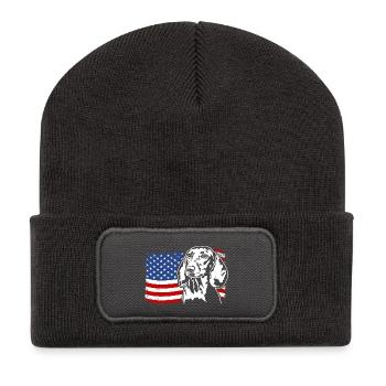 Teckel Teckel US Amérique Drapeau Chiens Wilsigns - Beanie recyclé à patch - charbon - Devant