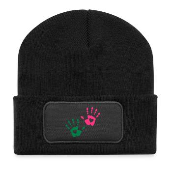Heart Handprint - Recycled Patch Beanie - black - Front