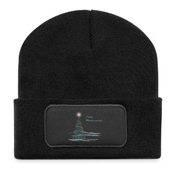 FROHE WEIHNACHTEN - Recycelte Patch Beanie - Schwarz - Vorne