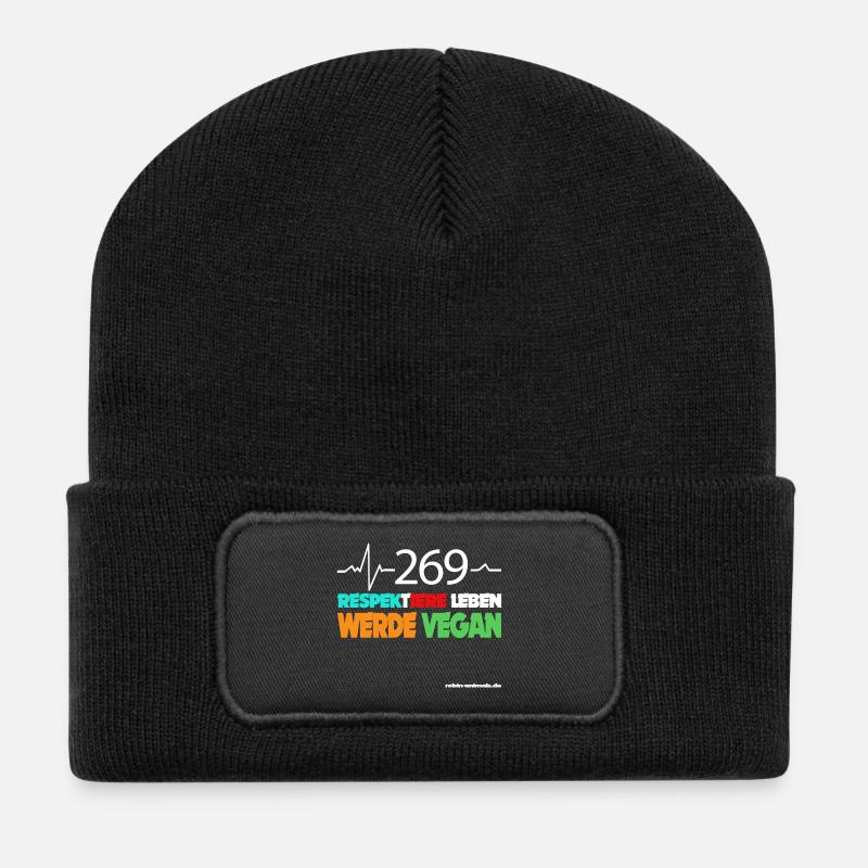 RESPEKTIERE LEBEN 269 - Recycelte Patch Beanie - Schwarz