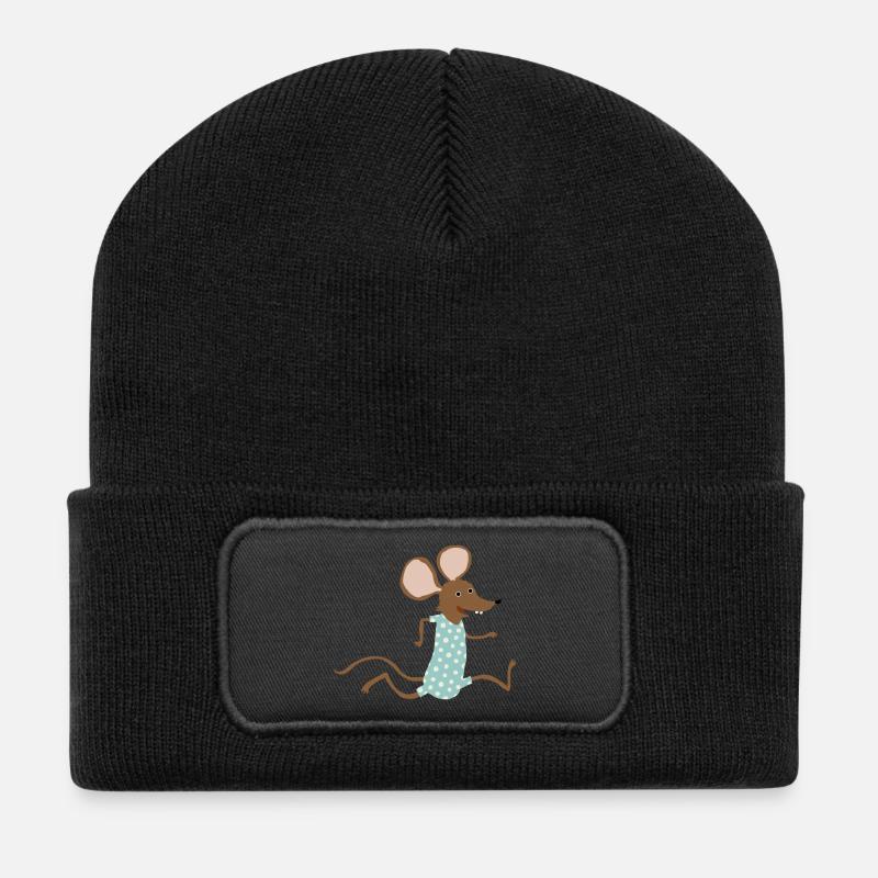 Maus geht baden - Recycelte Patch Beanie - Schwarz