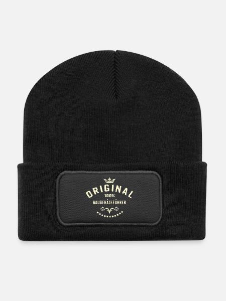 Original 100 Prozent Baugeräteführer - RAHMENLOS - Recycelte Patch Beanie - Schwarz
