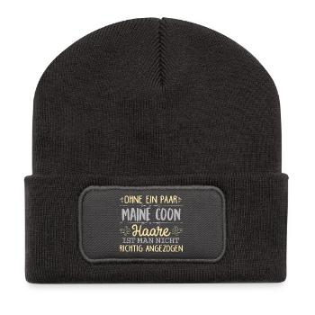 MAINE COON Haare gehören dazu - Recycelte Patch Beanie - Dunkelgrau - Vorne