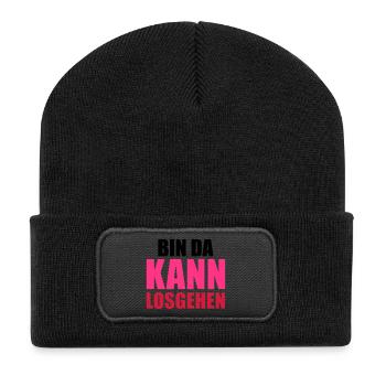 Bin da kann losgehen - Recycelte Patch Beanie - Schwarz - Vorne