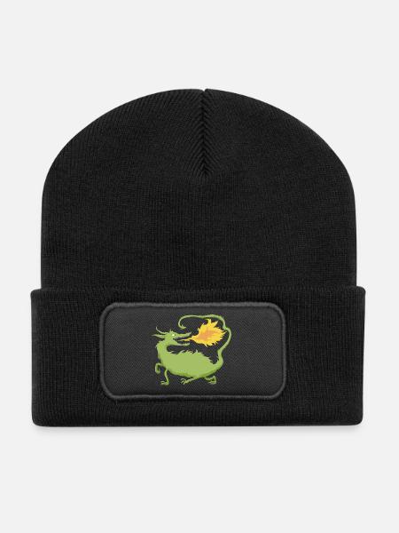 Feuerdrache - Recycelte Patch Beanie - Schwarz