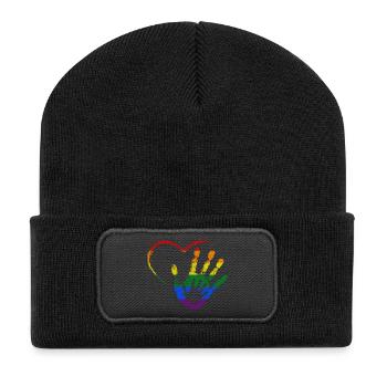 RAINBOW MAIN DANS LA MAIN - Beanie recyclé à patch - noir - Devant