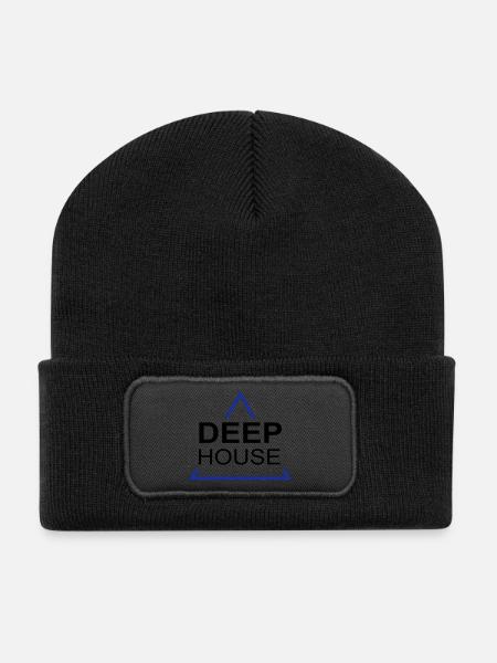 Deep House Design 001 - Recycled Patch Beanie - black