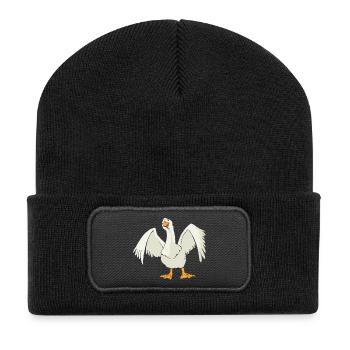 Gans Comic - Recycelte Patch Beanie - Schwarz - Vorne