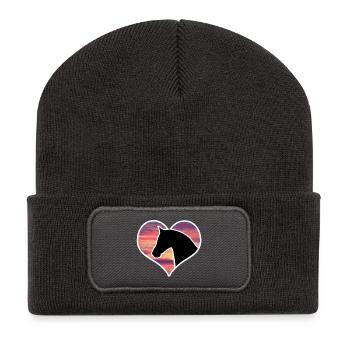 Horse in heart - Recycled Patch Beanie - dark grey - Front