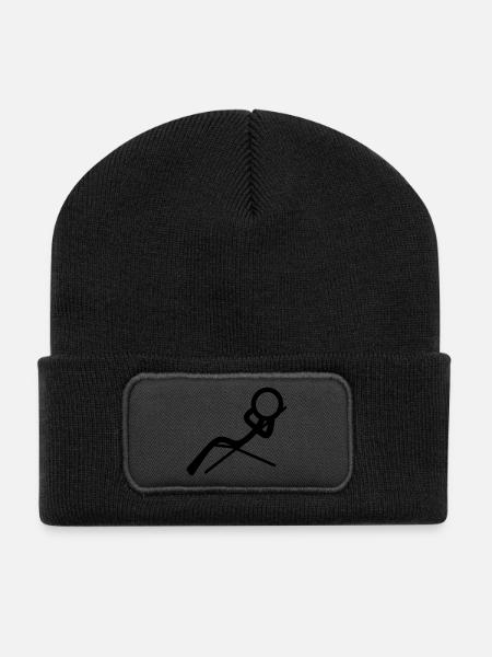 Stickman relaxes on the beach - Recycled Patch Beanie - black