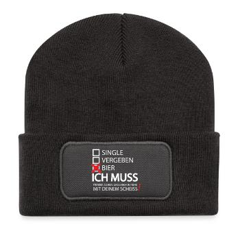 Single Vergeben Bier Trinker Geschenk T Shirt - Recycelte Patch Beanie - Dunkelgrau - Vorne