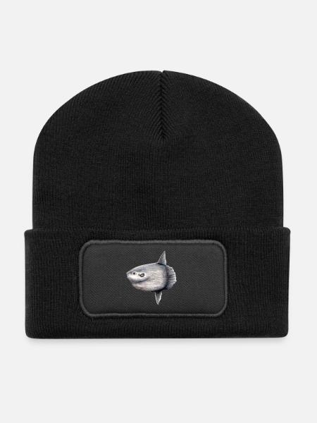 Moonfish - ocean sunfish - Poisson lune Mola mola - Recycled Patch Beanie - black