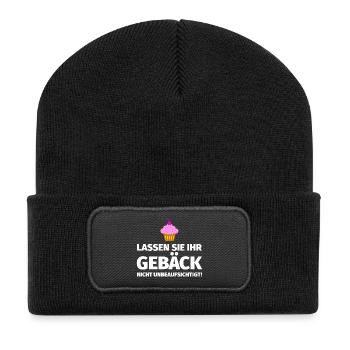 Weihnachten Backen - Recycelte Patch Beanie - Schwarz - Vorne