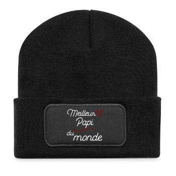 Meilleur papi t-shirt cadeau papy - Beanie recyclé à patch - noir - Devant