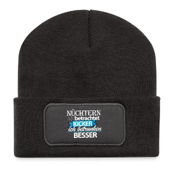 nüchtern kickern? - Recycelte Patch Beanie - Dunkelgrau - Vorne
