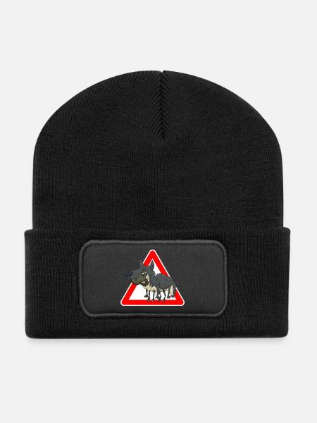 Schaf Wolf - Recycelte Patch Beanie - Schwarz