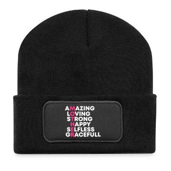 Fête des mères. Murmurer. Maman. Maman. Geschenk - Beanie recyclé à patch - noir - Devant