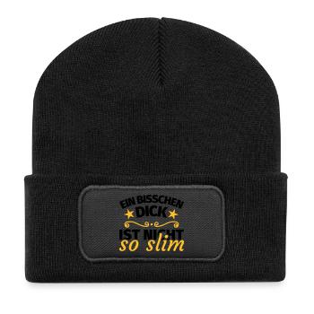 Dick Übergewicht lustig Spruch - Recycelte Patch Beanie - Schwarz - Vorne
