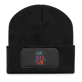 Hoffen Vertrauen Glauben Motivation Muster - Recycelte Patch Beanie - Schwarz - Vorne